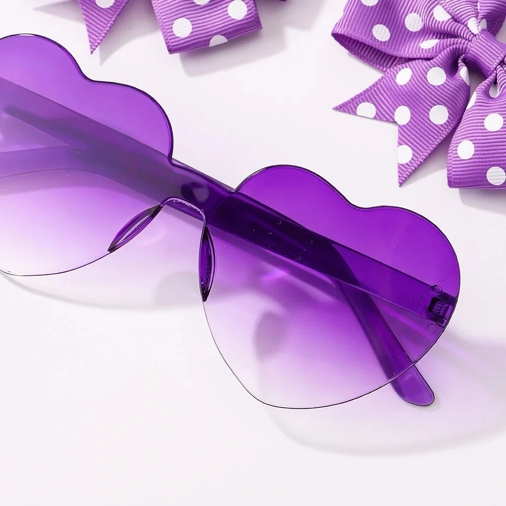 2 Piece Baby Girls Bow/Hairband Sunglasses Set NEW!! Purple Heart!! 💜🕶️‎